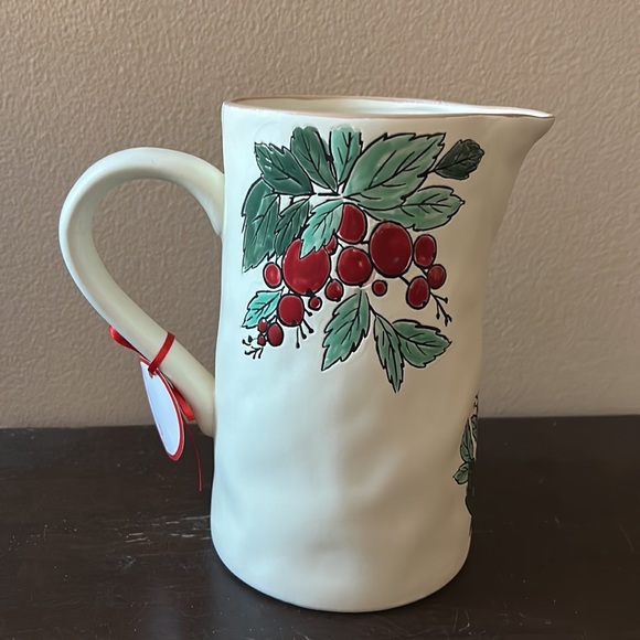 Spectrum  Designz Ceramic Pitcher  Christmas Stoneware Ceramic New Holly Berry - Picture 2 of 3